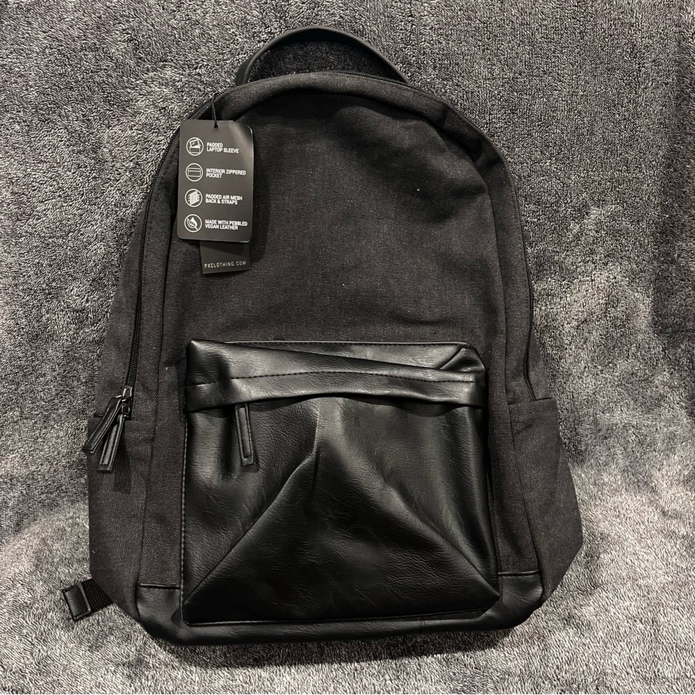 PX Los Angeles Clothing Landen canvas and vegan leather backpack New